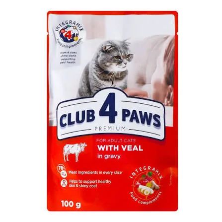 CLUB 4 PAWS HR. ZA MAČKE 100g TELETINA U SOSU